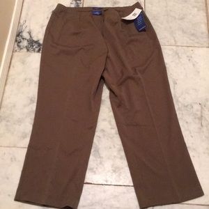 NWT Women’s Brown elastic waist pants 16W Short.